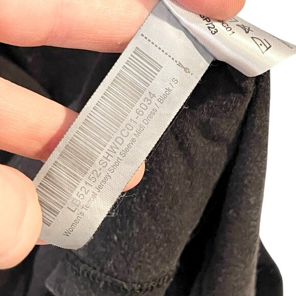 Quince Black Tencel Jersey Short Sleeve Midi Dress Solid Black Minimalist Size S - Picture 7 of 7